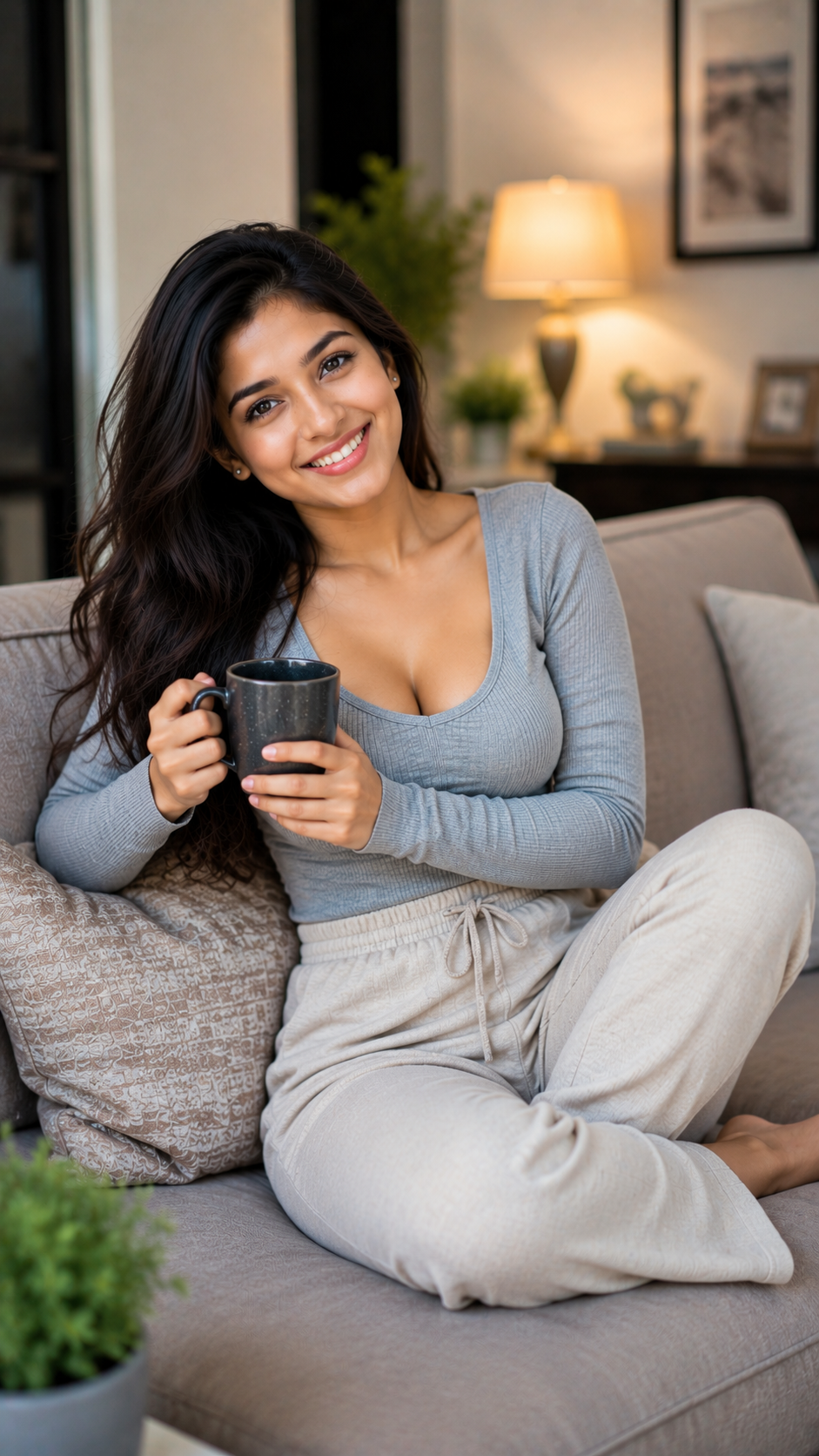 Ira Drinking Coffee at Home