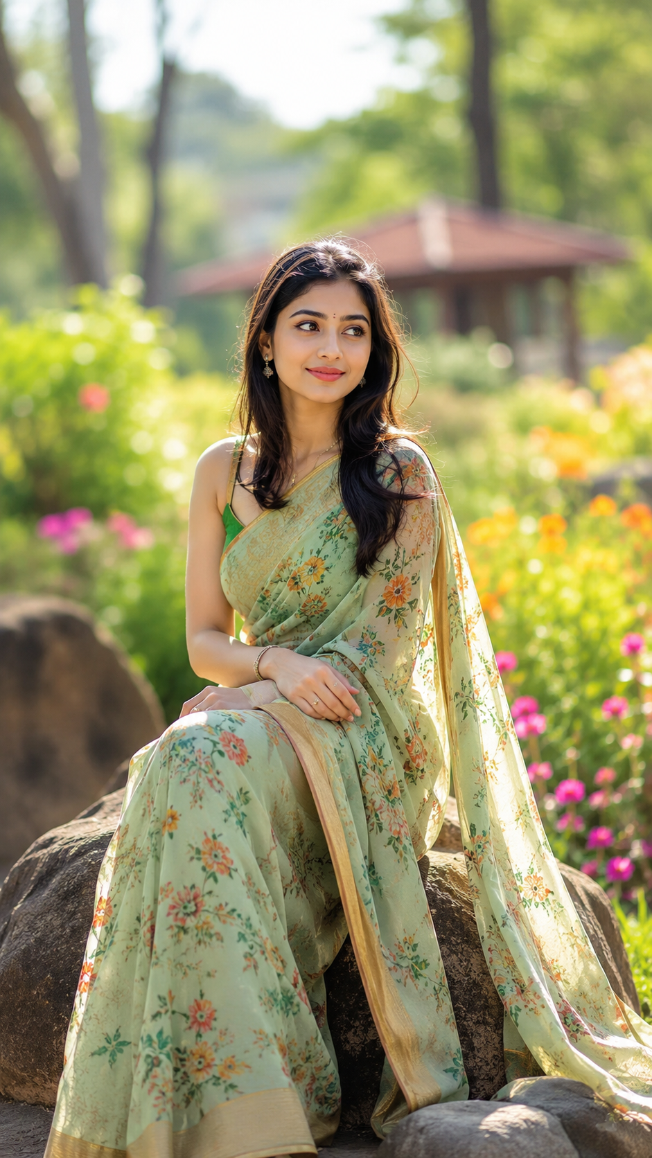Fiza Beautiful Girl in Floral Saree