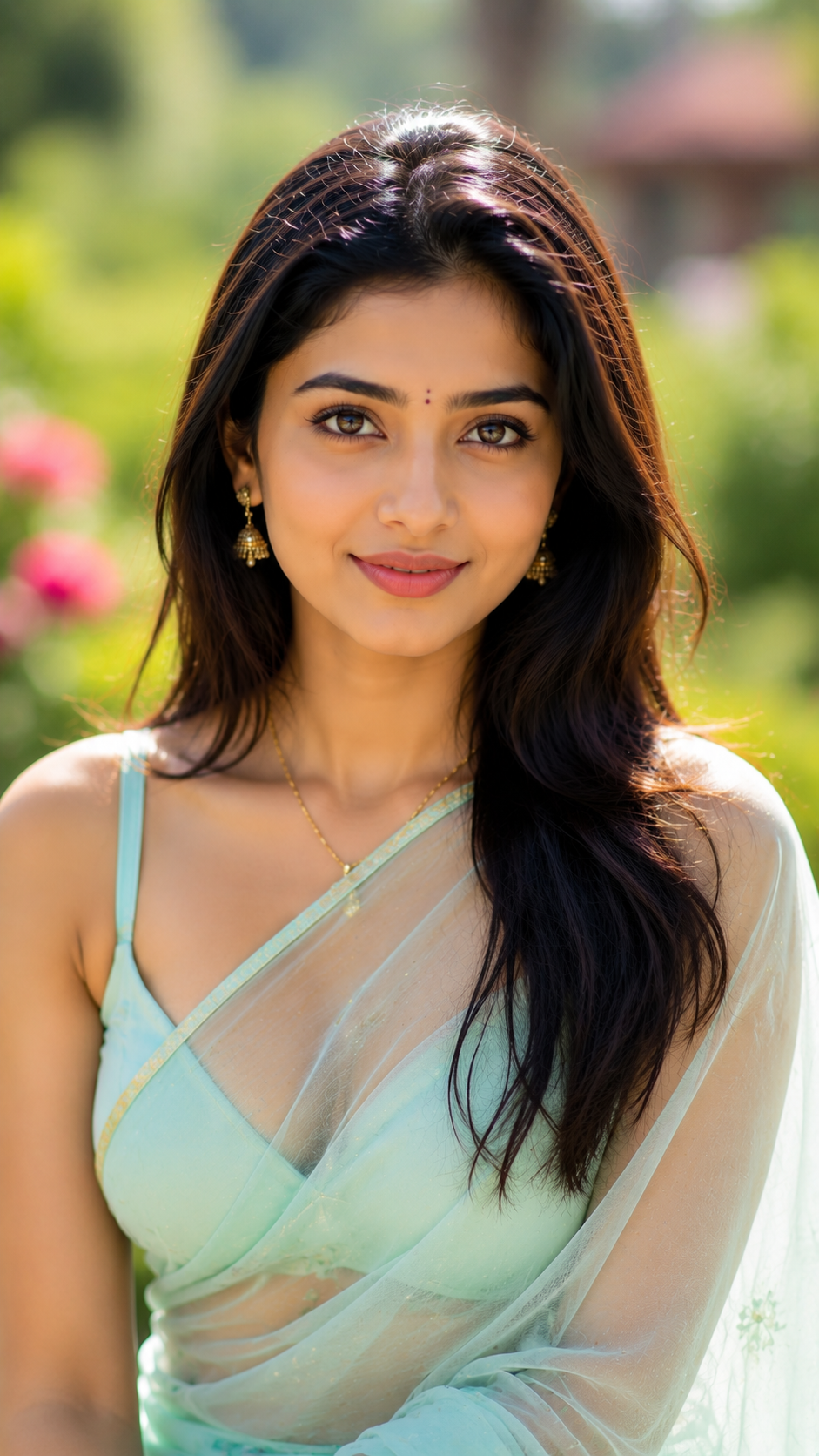 Fiza Beautiful Girl in Light Green Saree