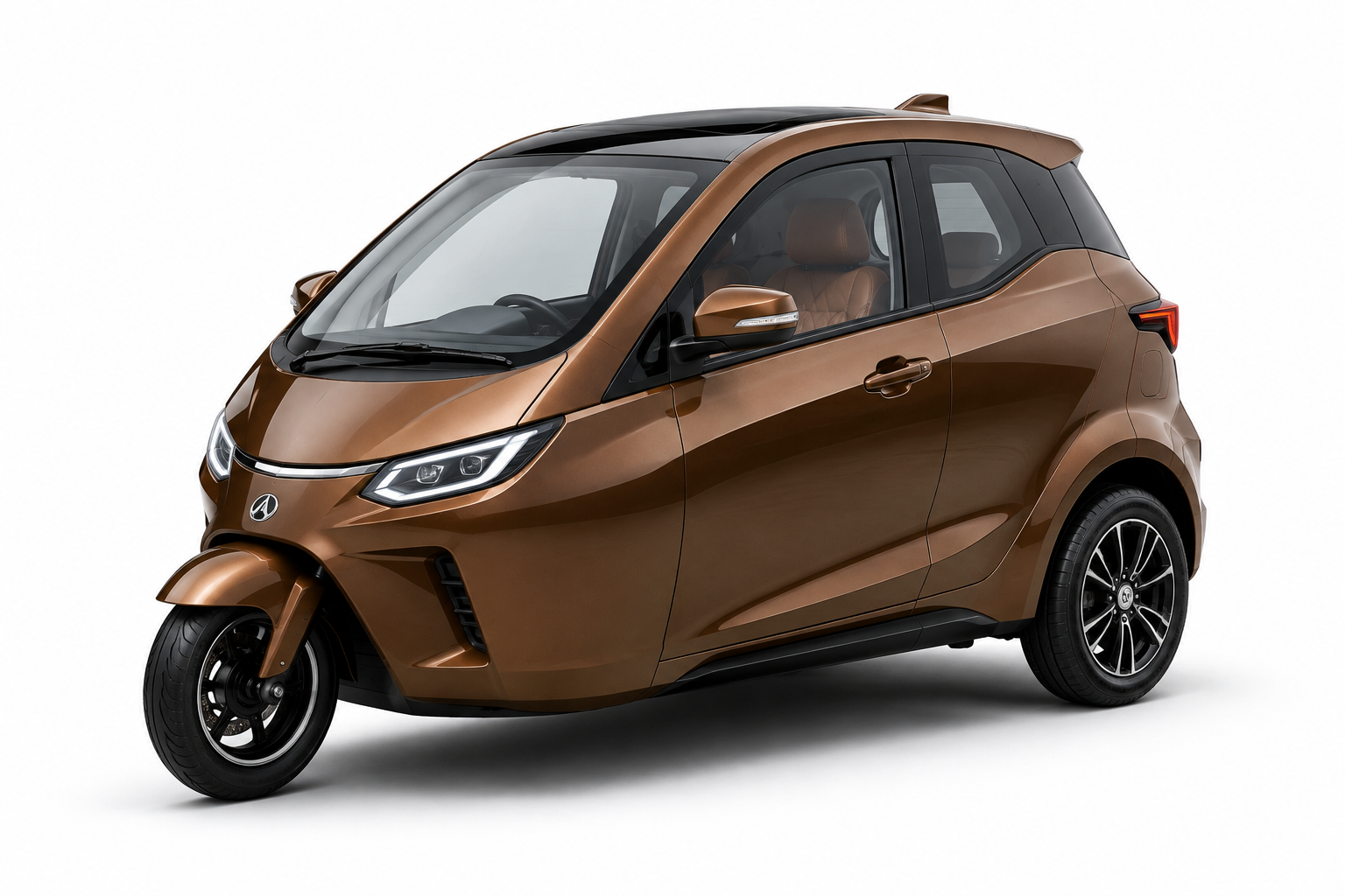 Futuristic Brown Three-Wheel Car